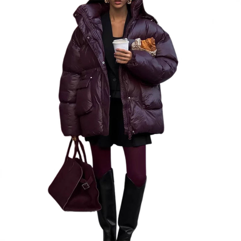 Damen Wattierte Winterjacke mit verstellbarem Taillenzug und Kapuze R&B