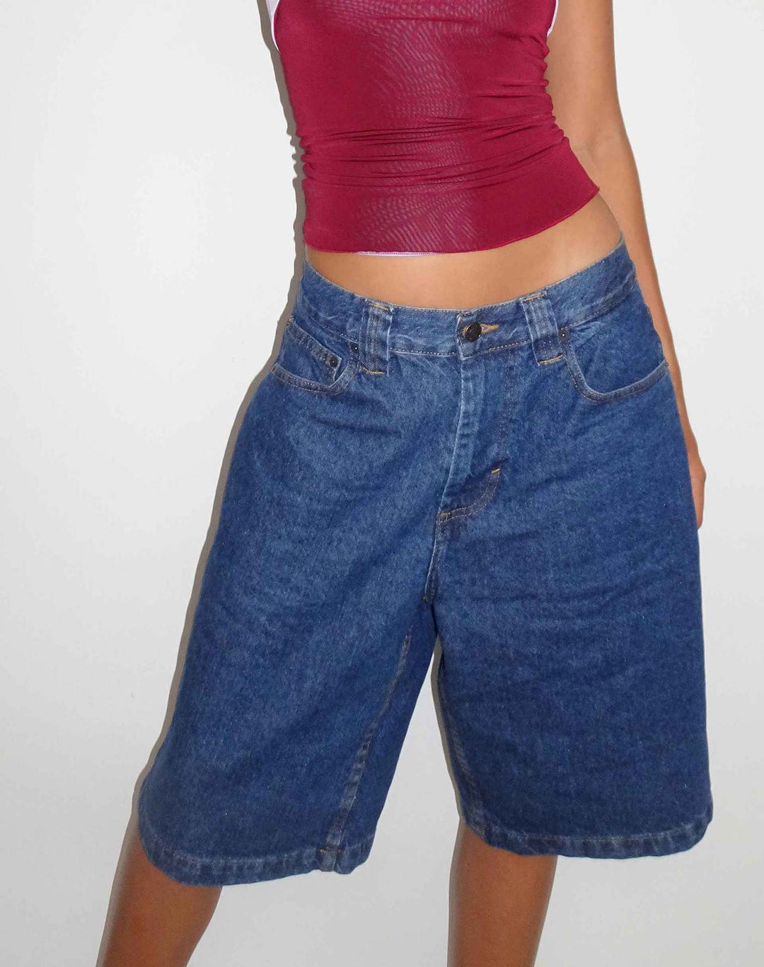 Damen lässige Denim-Shorts mit weitem Schnitt und hohen Seitentaschen R&B