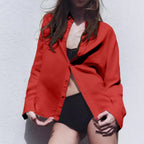 Damen Oversize Hemdbluse mit Knopfleiste und lässigem Schnitt R&B