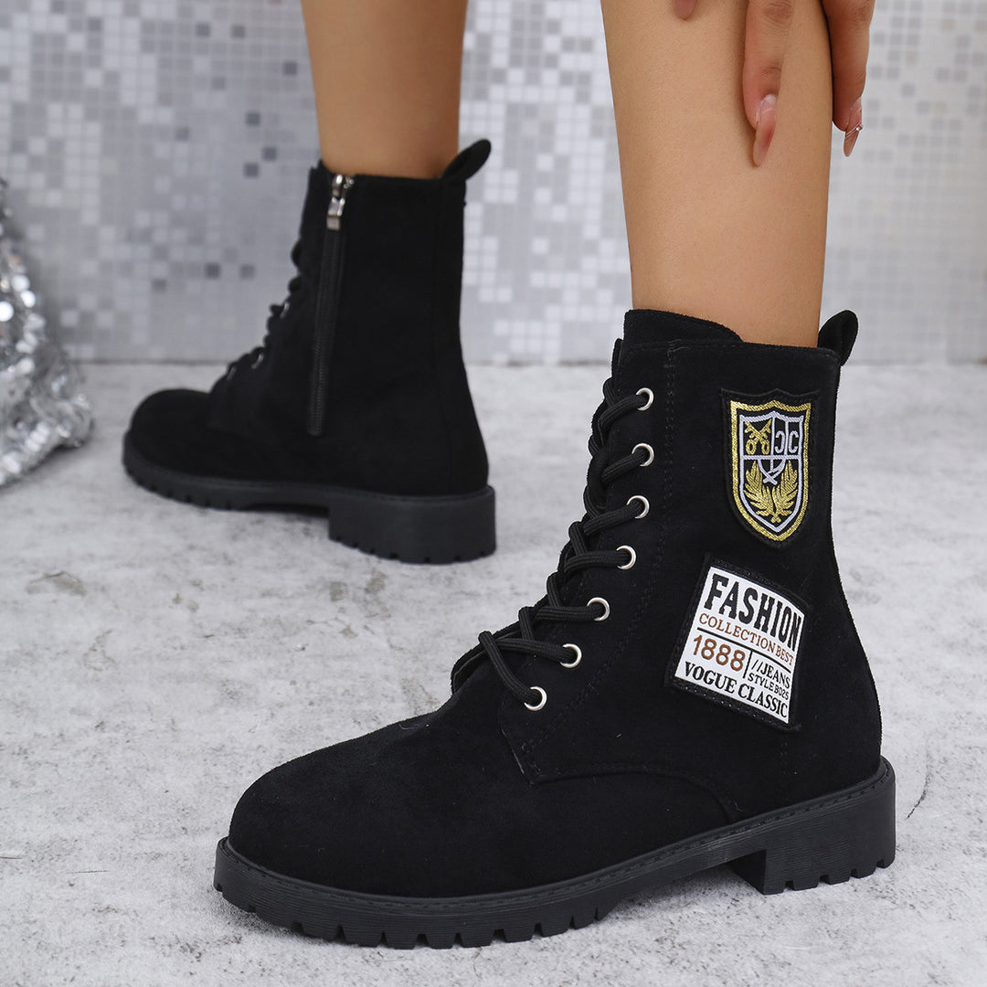 Damen Schnürstiefeletten mit modischem Patch-Design R&B