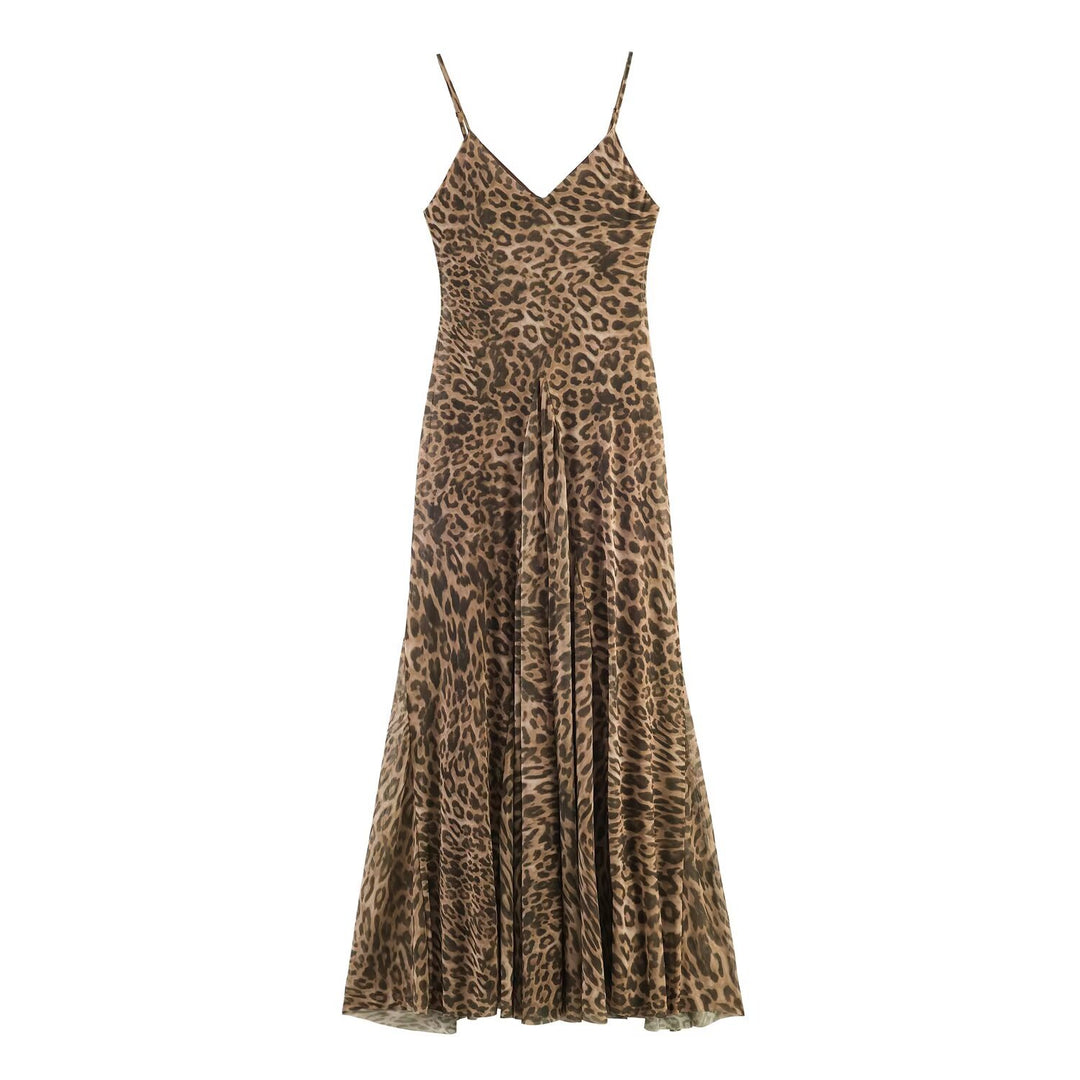 Damen Maxikleid mit elegantem Leo-Print und fließendem Schnitt R&B