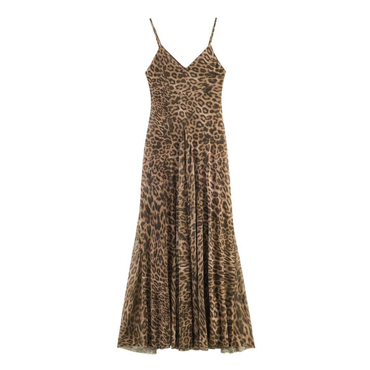 Damen Maxikleid mit elegantem Leo-Print und fließendem Schnitt R&B
