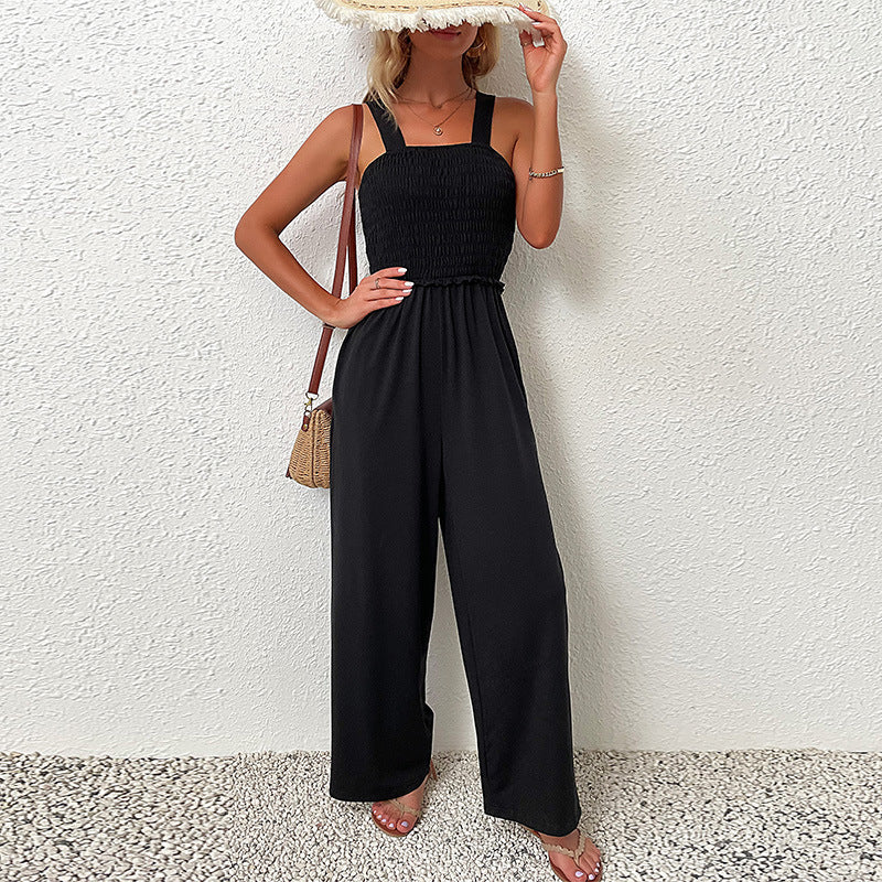 Damen Jumpsuit mit weitem Bein und elastischem Oberteil R&B