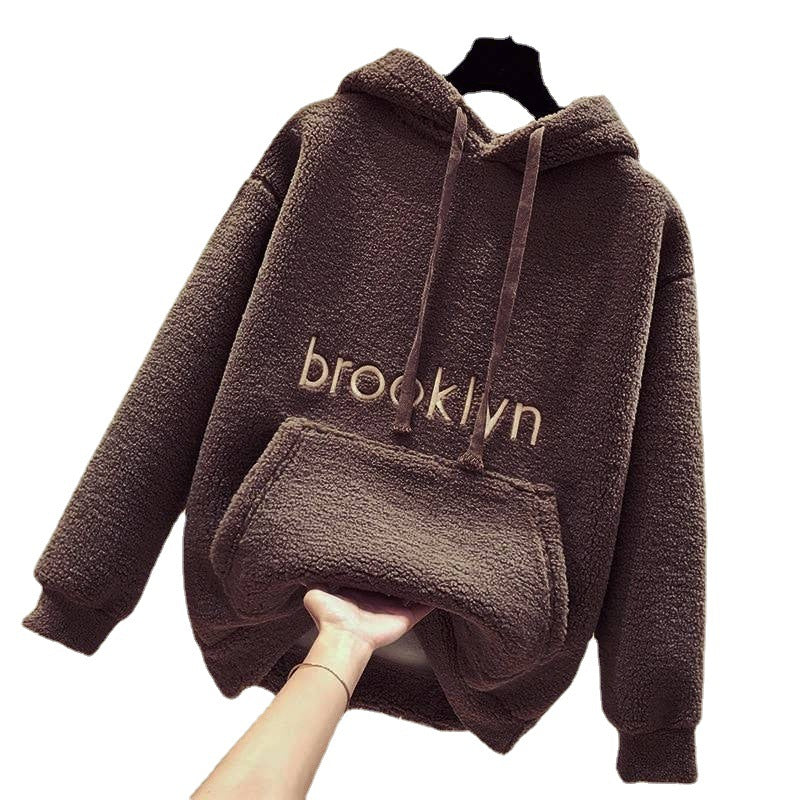 Damen kuscheliger Hoodie mit bequemer Passform und lässigem Schriftzug R&B