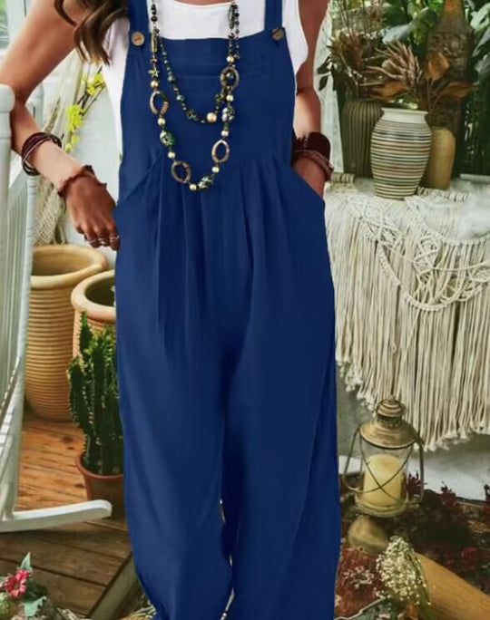 Damen Lässiger Jumpsuit mit praktischem Taschendesign und weiten Beinen R&B