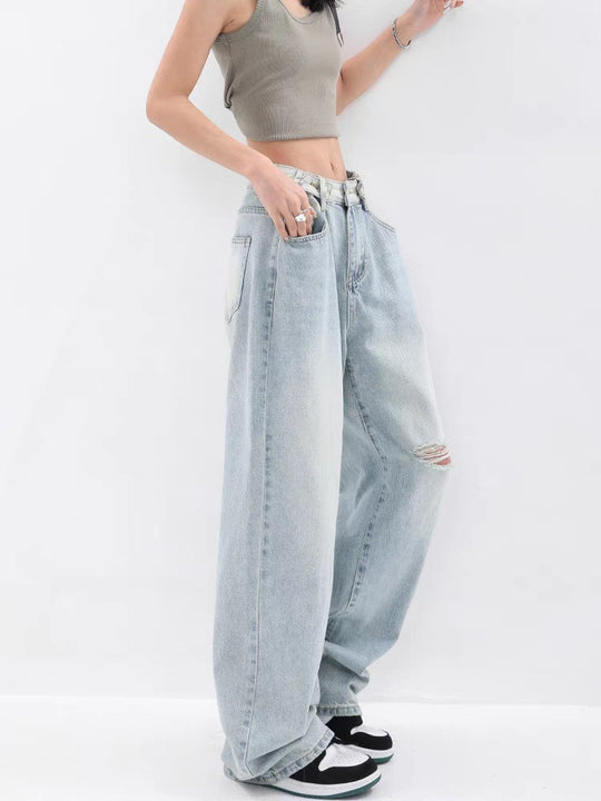 Damen Baggy-Jeans mit hohen Taille und lässiger Passform R&B