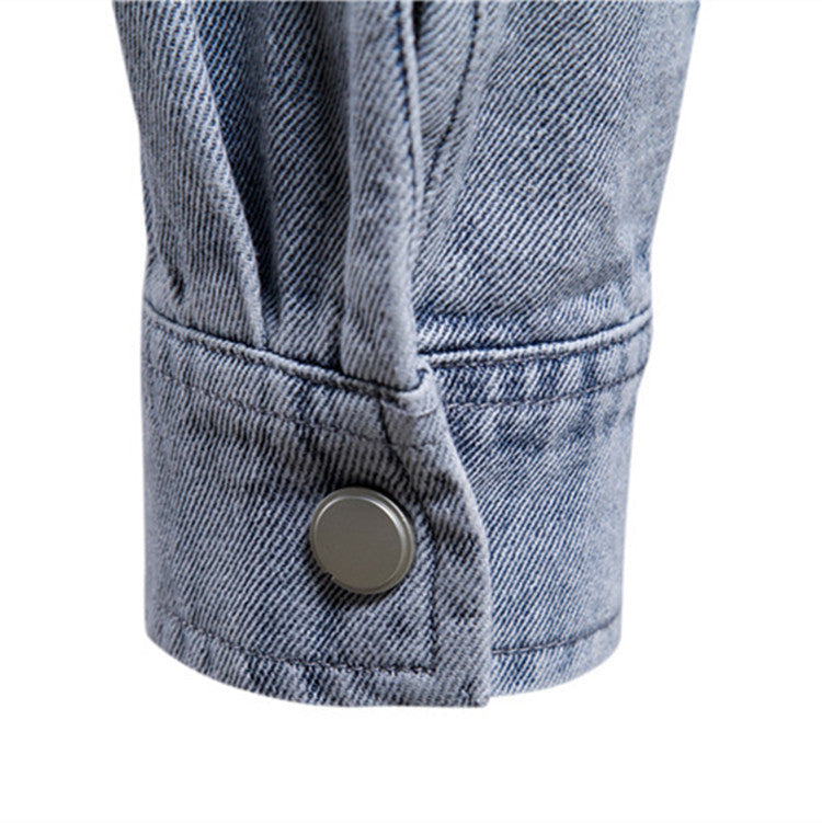 Herren nan lässiges Jeans-Overshirt mit Druckknopfleiste, aufgesetzten Brusttaschen und klassischem Hemdkragen R&B