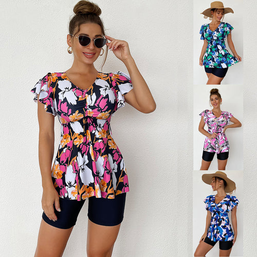 Damen Tankini-Set mit modischen Rüschendetails und bequemen Shorts R&B