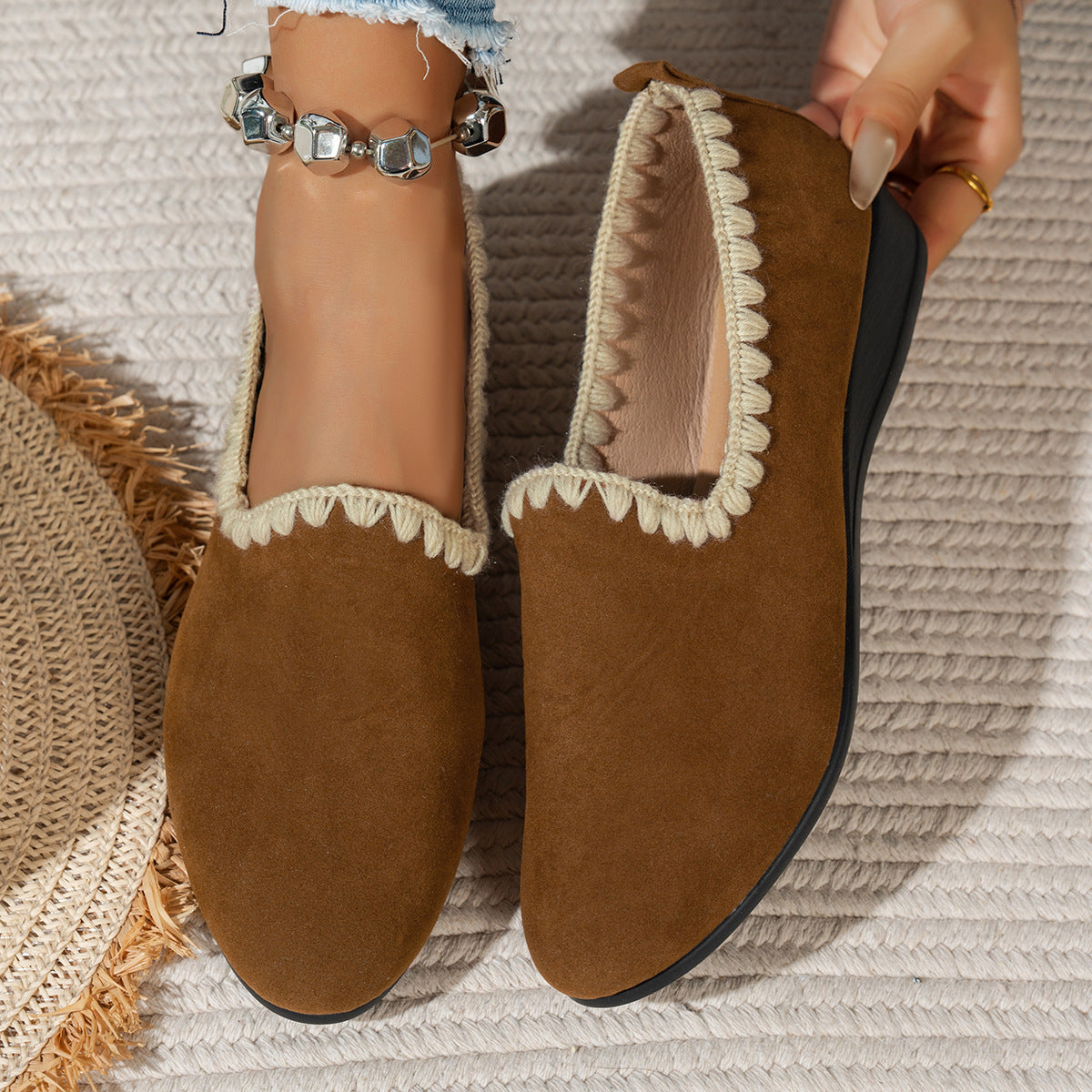 Damen Faltbare Clogs mit dekorativem Rüschensaum R&B