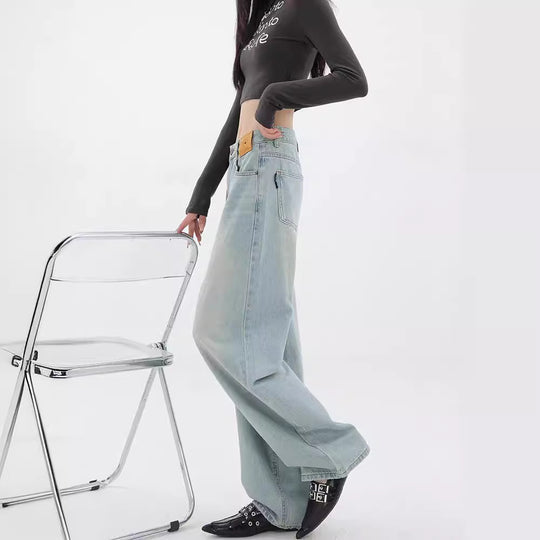 Damen Weit geschnittene Hochbundjeans im modischen Vintage-Look R&B