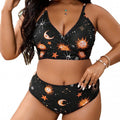 Damen Triangel-Bikini mit gR&Bundenem Oberteil und verspieltem Sternenmuster R&B