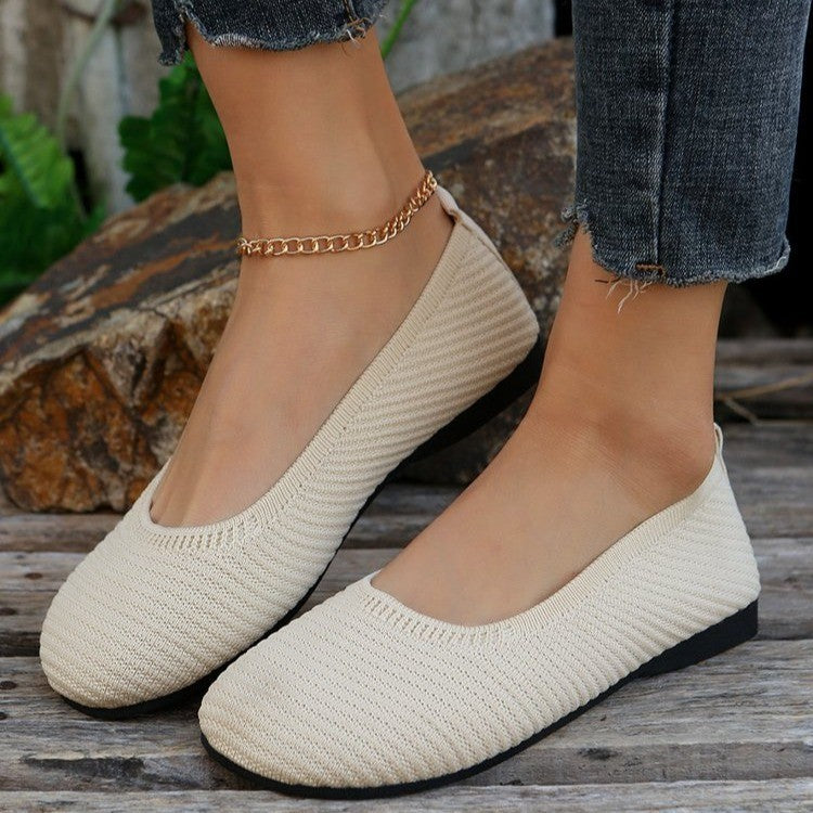 Damen flexible Ballerinas aus atmungsaktivem Strickmaterial R&B