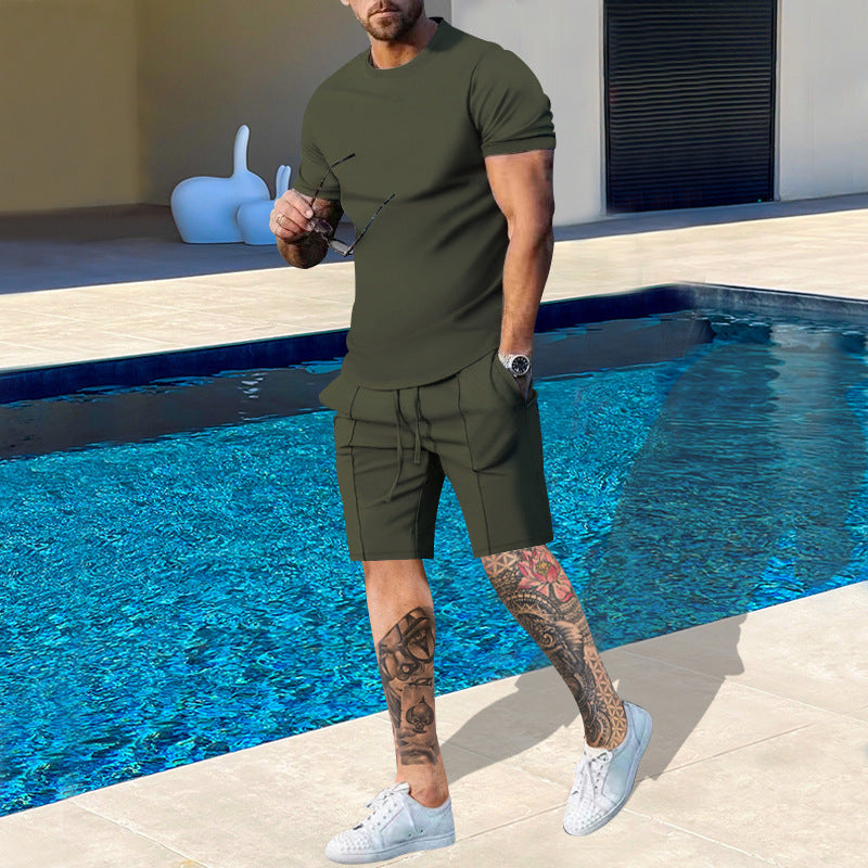 Herren Sportliches Kurzarm-Set aus atmungsaktivem Material mit elastischem Bund und seitlichen Taschen R&B