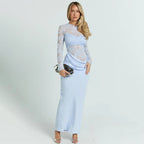 Damen Elegantes Spitzenmaxikleid mit taillierter Silhouette R&B