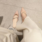 Damen elegante Sling-Ballerinas mit Luxus-Kettenakzent R&B