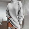 Damen Großer Strickpullover mit hohem Kragen und weiten Ärmel R&B