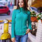 Damen Pullover mit hohem Kragen und Zopfmuster R&B