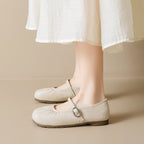 Damen Ballerinas mit durchgehendem Gummizug und dekorativem Riemchen