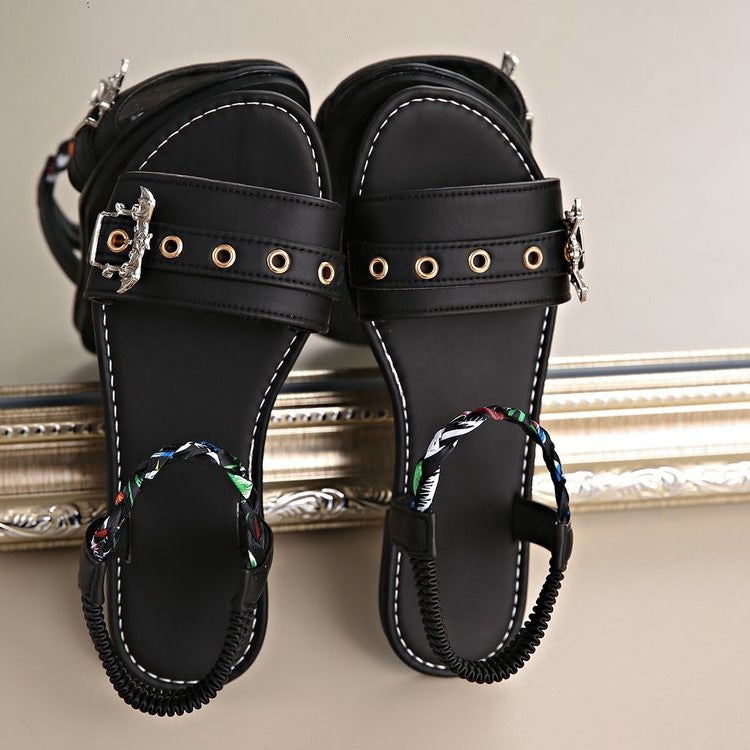 Damen modische Sandalen mit verstellbarem Riemchen und auffälligem Dekorelement R&B