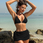 Damen Triangel-Bikini-Set mit luftiger Wickelrock-Detail R&B