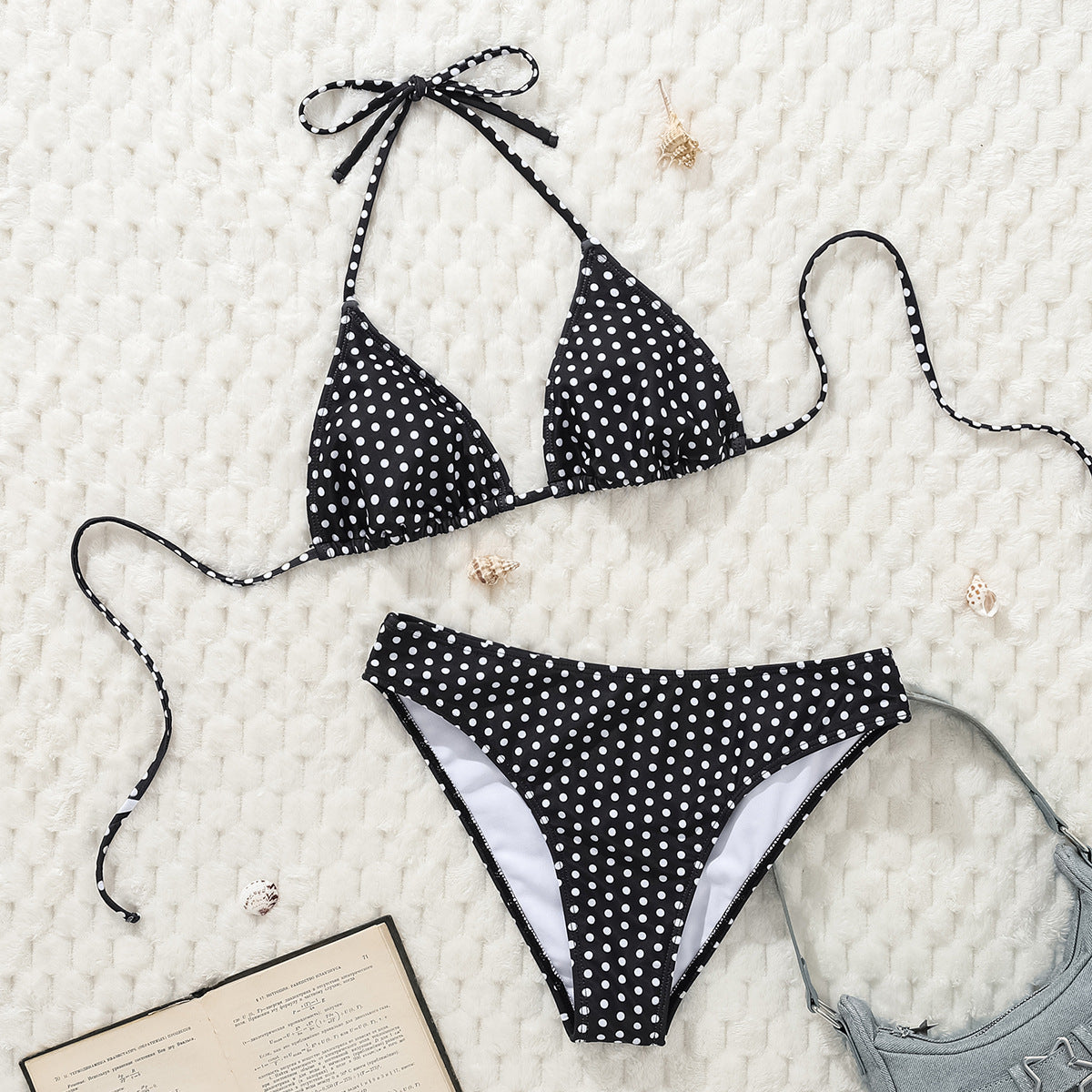 Damen Triangel-Bikini mit verstellbarem Halter und modischem Punktedesign R&B