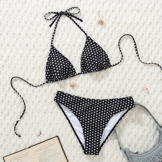 Damen Triangel-Bikini mit verstellbarem Halter und modischem Punktedesign R&B