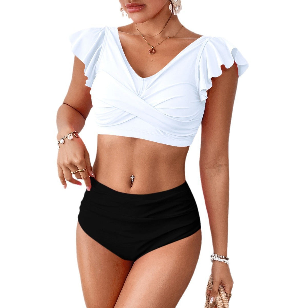 Damen Hochgeschnittener Bikini mit verspieltem Rüschenschnitt R&B