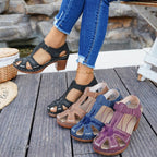Damen Elegante Schlupfsandalen mit blumenverzierter Oberfläche und anatomischem Fußbett