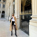 Damen stilvolle Trenchcoat mit praktischen Taschen und Gürtel R&B