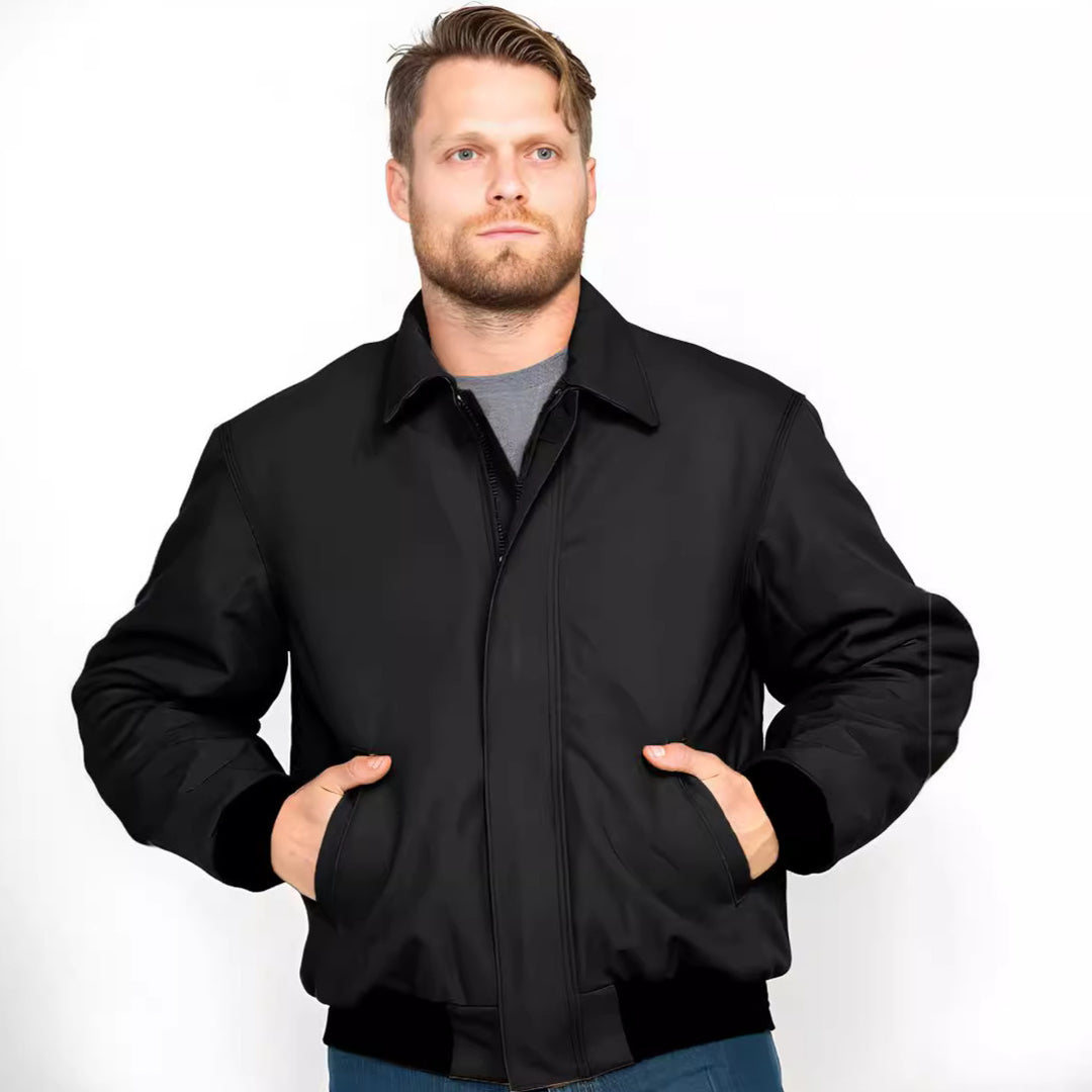 Herren stilvolle und wärmende Jacke mit doppeltem Reißverschluss R&B