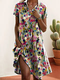 Damen Freizeitkleid mit floralem Design und asymmetrischem Schnitt