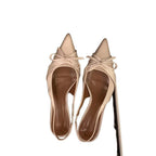 Damen Slingback-Pumps mit dekorativer Schleife und hochwertiger Velours-Oberfläche R&B