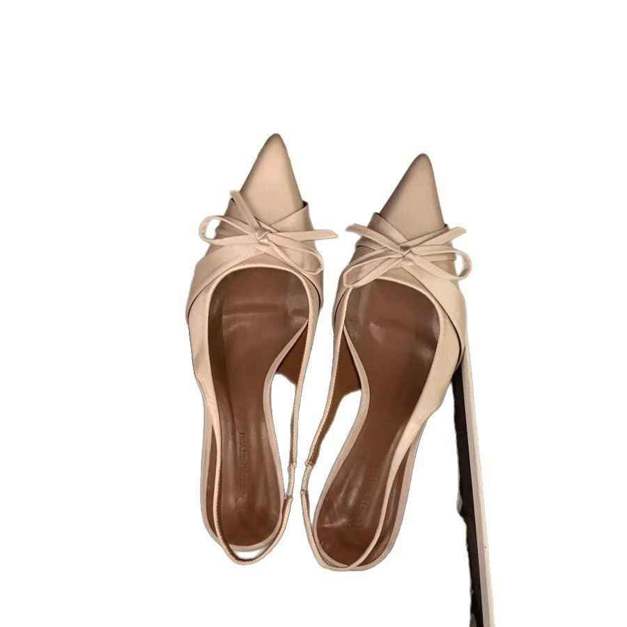 Damen Slingback-Pumps mit dekorativer Schleife und hochwertiger Velours-Oberfläche R&B