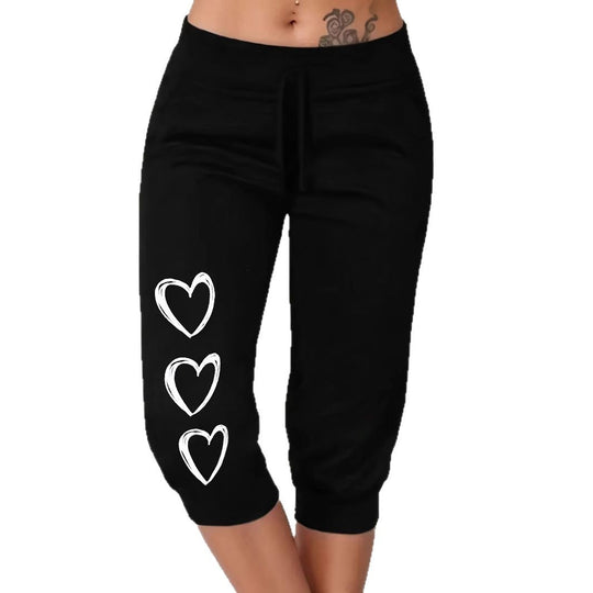 Damen Freizeithose mit lässigem Schnitt und verspieltem Herzmotiv R&B