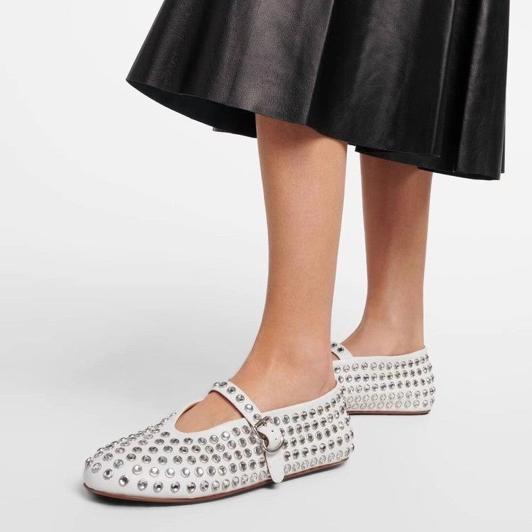 Damen Modische Ballerinas mit Strassverzierungen und komfortablem Fußbett R&B