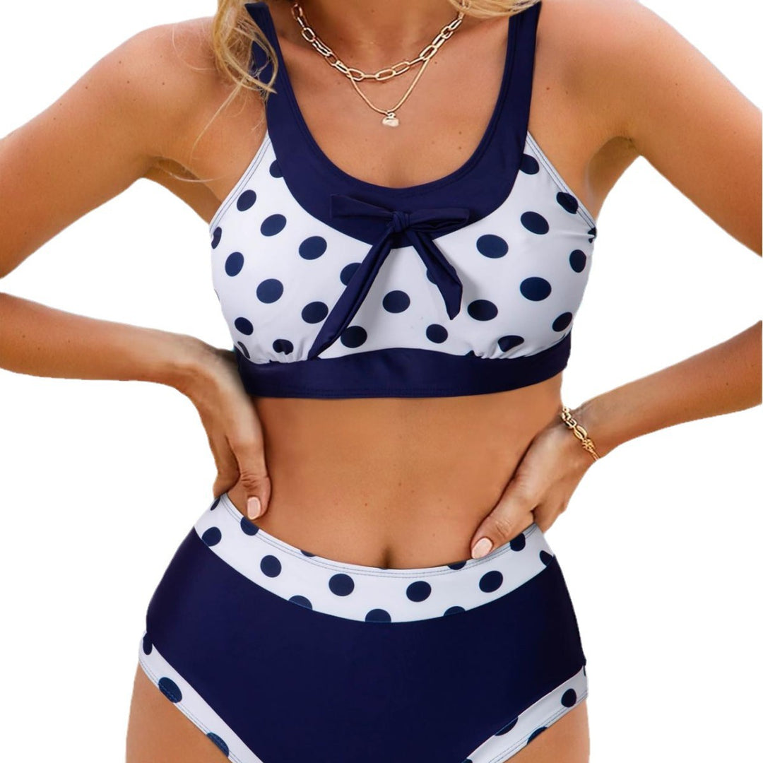Damen Hochtaillierter Bikini mit modischem Punktemuster R&B