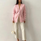 Damen Strick-Cardigan mit V-Ausschnitt und feiner Knopfleiste