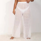 Damen luftige Strandhose mit voluminösen Pompom-Applikationen R&B