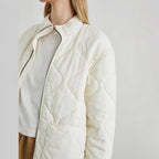 Damen gesteppte Oversized-Jacke mit hohem Kragen und elastischem Bund R&B