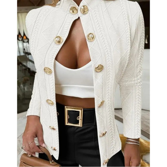 Damen Elegante und modische Strickjacke mit dekorativen Knöpfen R&B