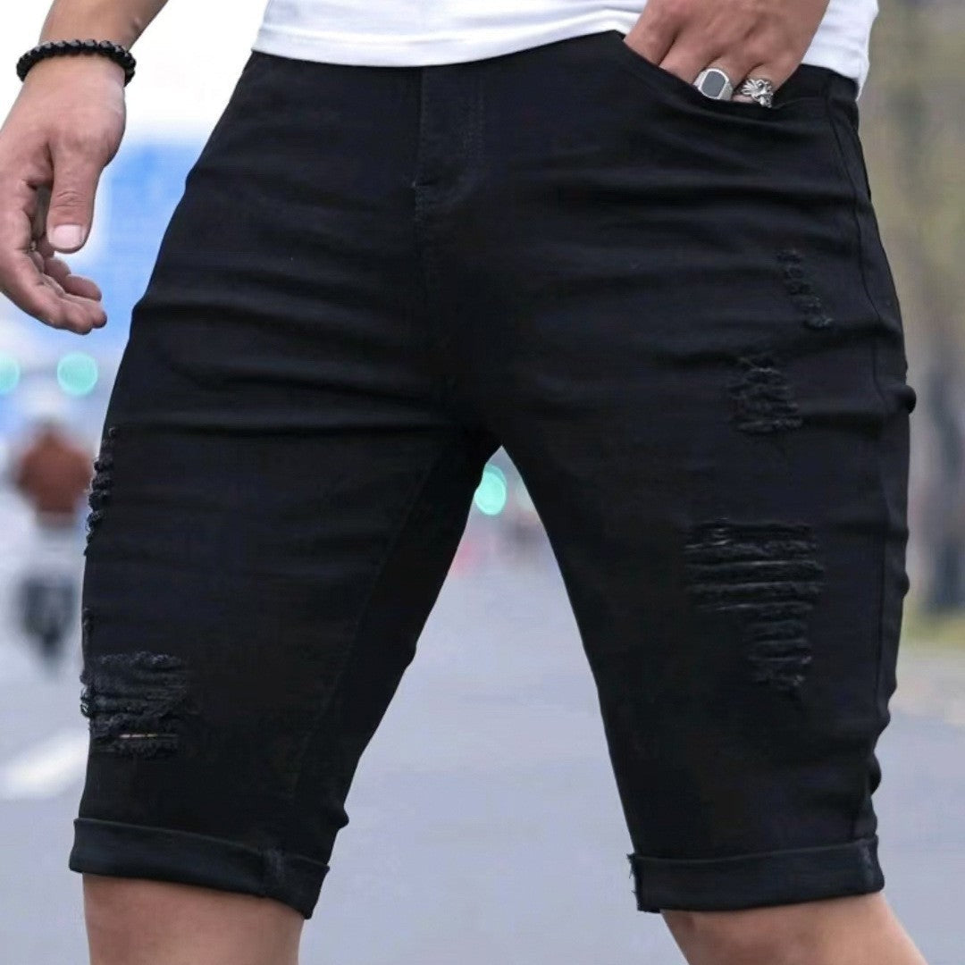 Herren Ripped Denim Shorts R&B