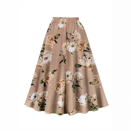 Damen Maxi-Rock mit floralem Muster und taillierter Schleife R&B