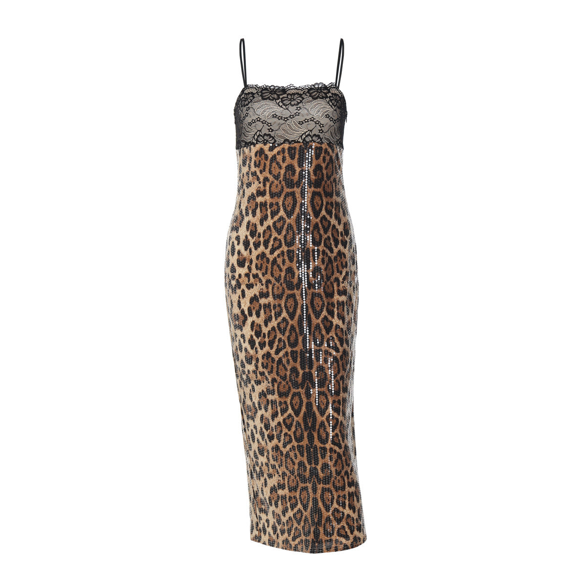 Damen Elegantes und verführerisches Leopardenspitzenkleid R&B