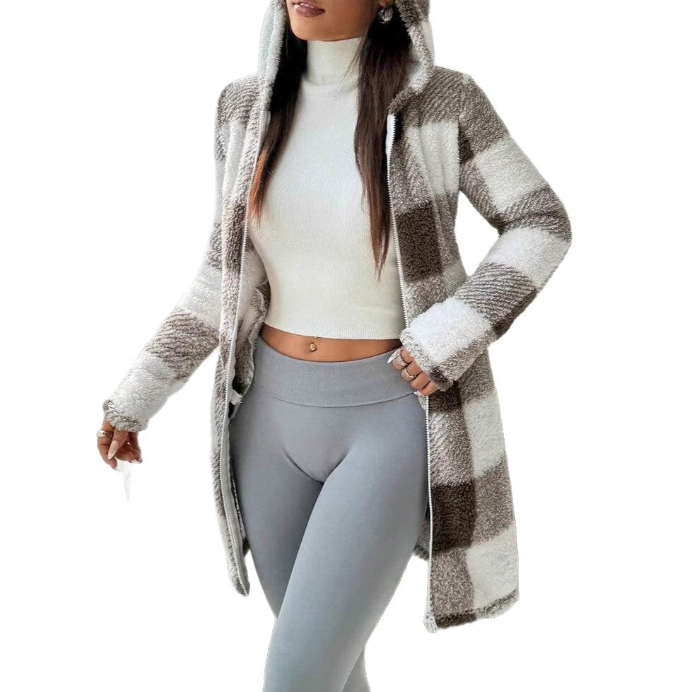 Damen Leopardenmuster Plüschjacke R&B