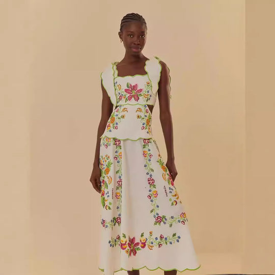 Damen Sommerkleid mit aufwendiger floralem Stickdesign R&B