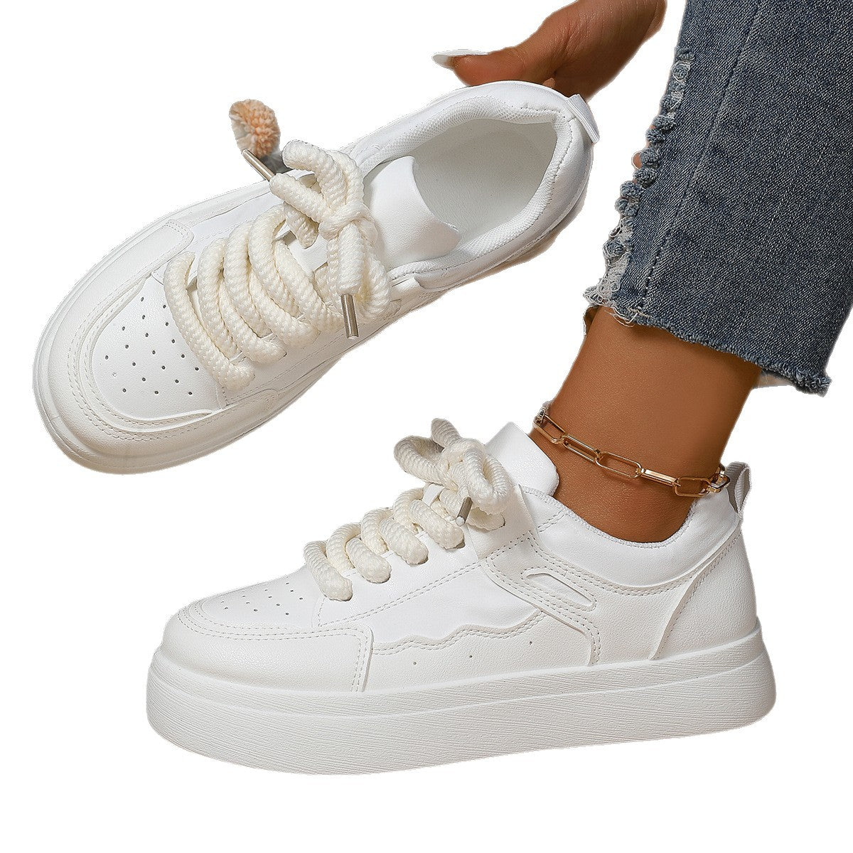 Damen Sneaker mit modischem Plateau und hochwertigen Schnürsenkeln R&B