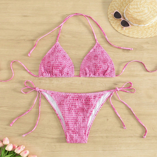 Damen Triangel-Bikini mit verstellbaren Trägern und klassischen Schnürdetails R&B