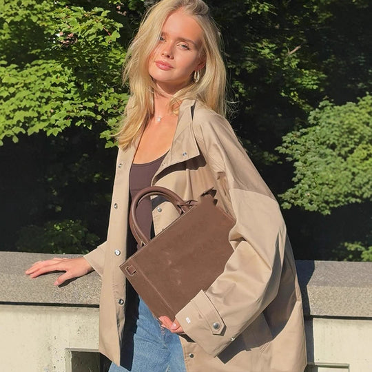 Damen lässige Oversized Jacke mit praktischen Taschen R&B