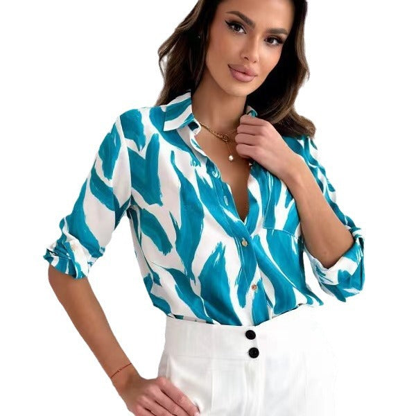 Damen Bluse mit floralen Akzenten und lässigem Schnitt R&B