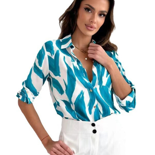 Damen Bluse mit floralen Akzenten und lässigem Schnitt R&B